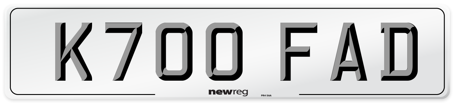 K700 FAD Number Plate from New Reg